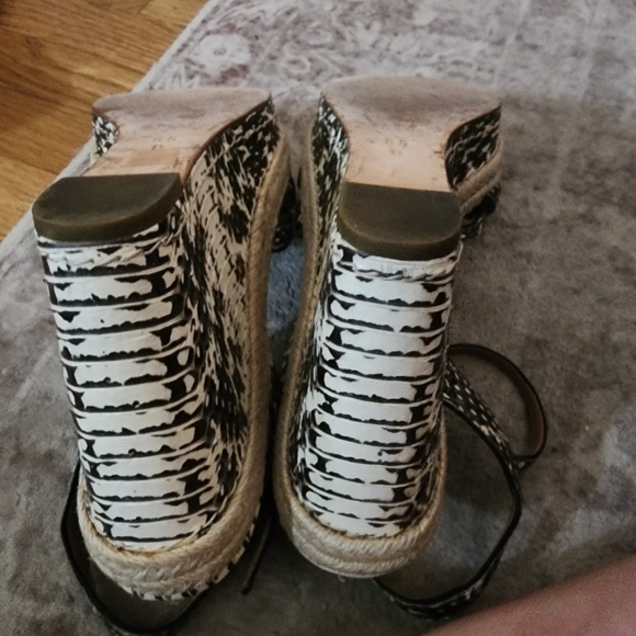 Coach Snakeskin Black and White Wedge Sandals - Picture 11 of 14